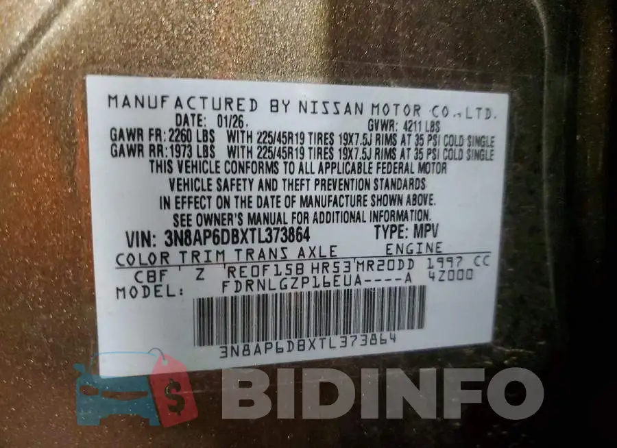 3N8AP6DBXTL373864 Photo# 14