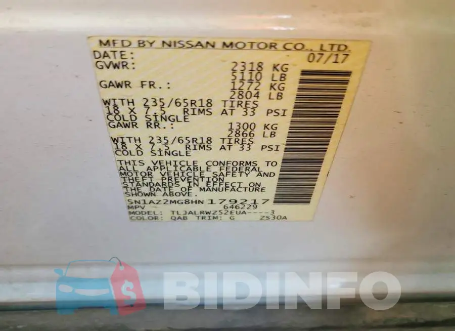 5N1AZ2MG8HN179217 Photo# 14