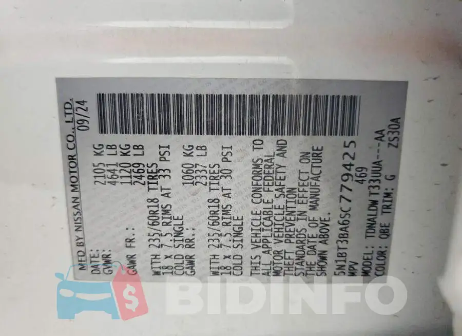 5N1BT3BA6SC779425 Photo# 13