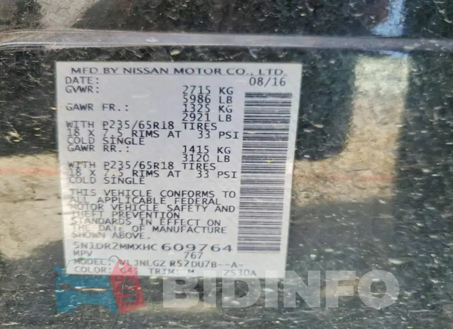 5N1DR2MMXHC609764 Photo# 13