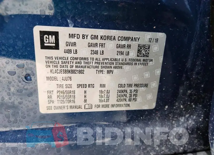 KL4CJESB9KB821802 Photo# 14