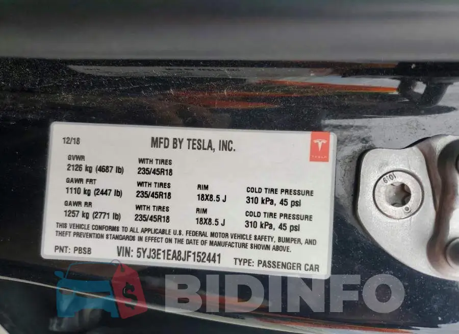 5YJ3E1EA8JF152441 Photo# 12