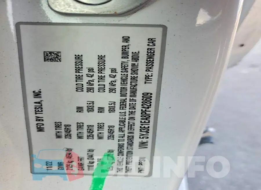 5YJ3E1EA8PF428609 Photo# 12