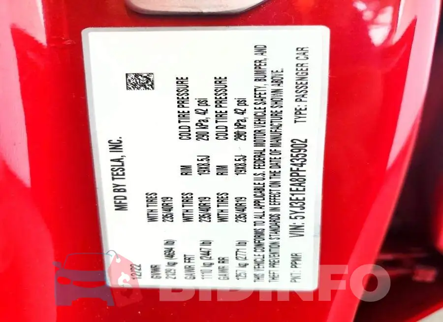 5YJ3E1EA8PF435902 Photo# 12
