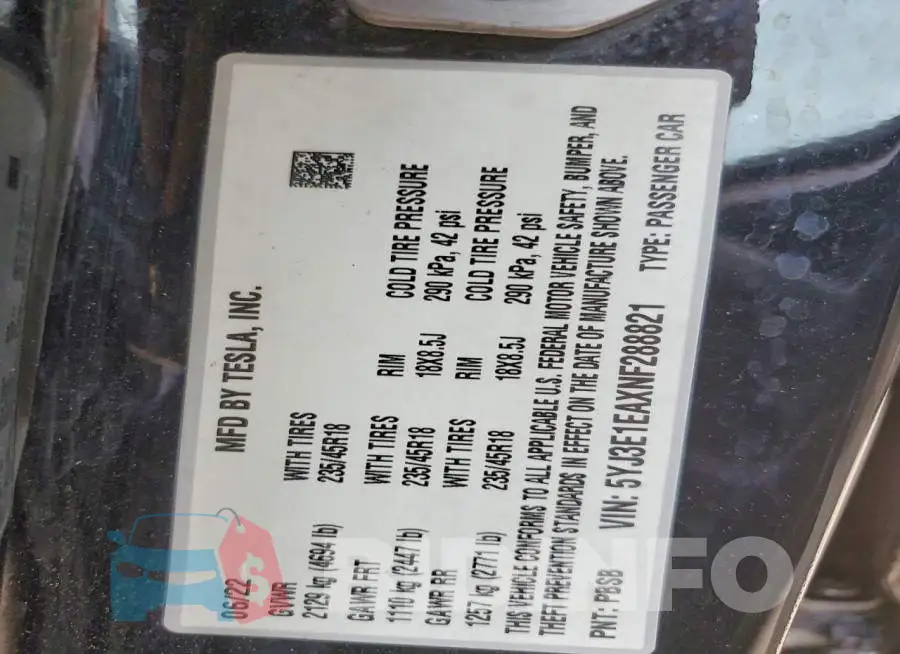 5YJ3E1EAXNF288821 Photo# 12