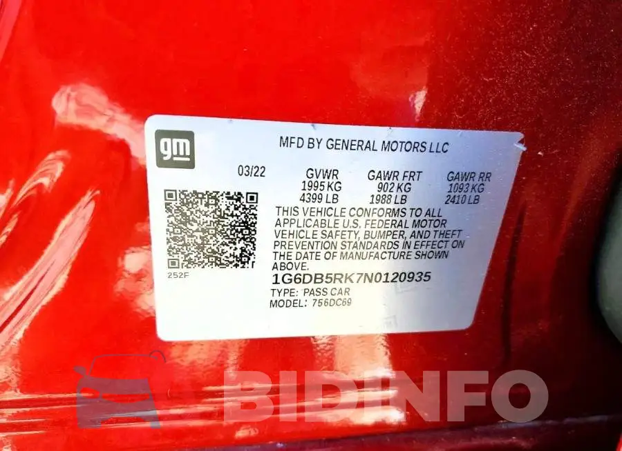 1G6DB5RK7N0120935 Photo# 13