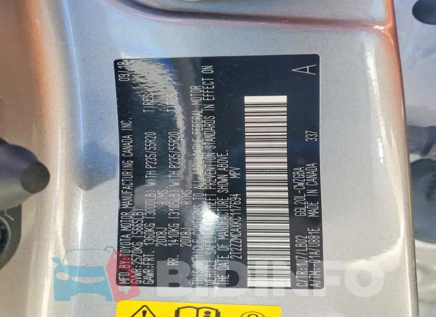 2T2ZZMCAXKC117694 Photo# 13
