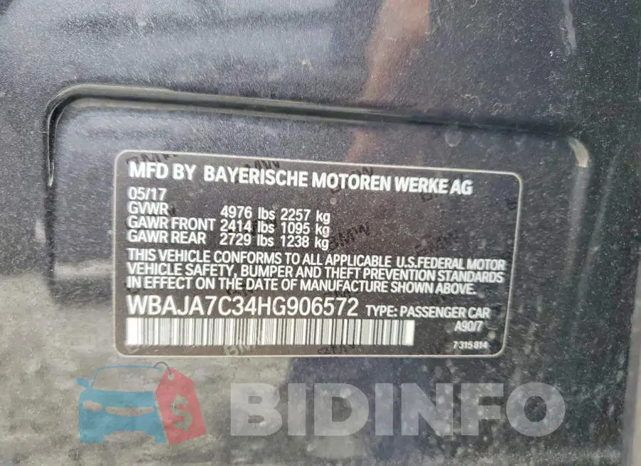 WBAJA7C34HG906572 Photo# 13