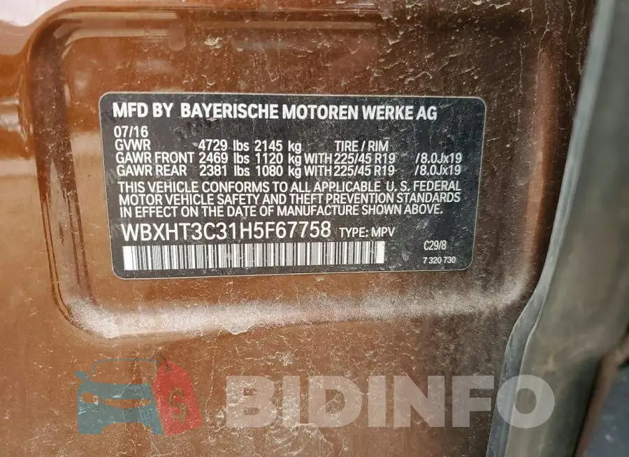 WBXHT3C31H5F67758 Photo# 13