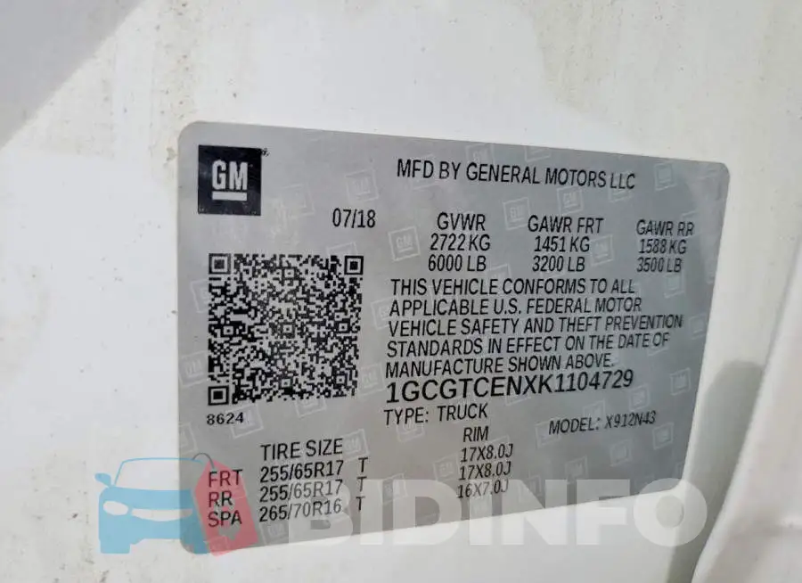 1GCGTCENXK1104729 Photo# 12