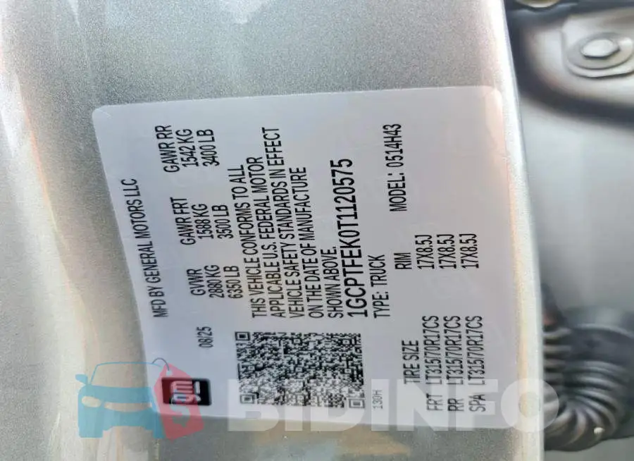1GCPTFEK0T1120575 Photo# 13