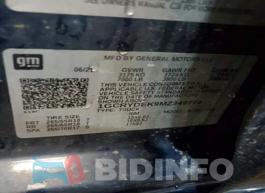 1GCRYDEK9MZ349774 Photo# 12