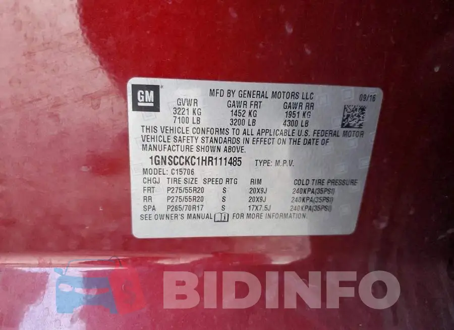1GNSCCKC1HR111485 Photo# 13