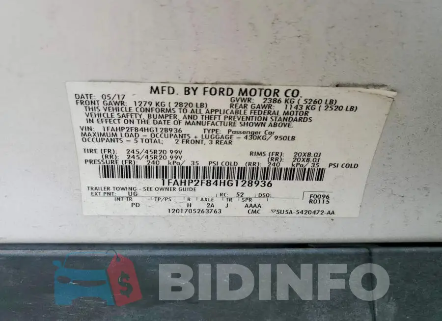 1FAHP2F84HG128936 Photo# 12