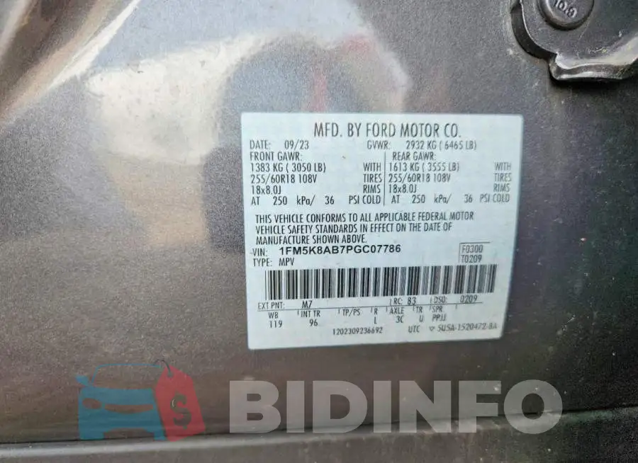 1FM5K8AB7PGC07786 Photo# 13