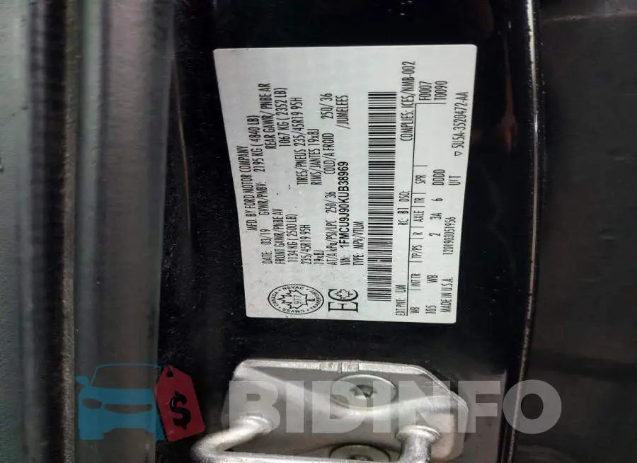 1FMCU9J90KUB38969 Photo# 14
