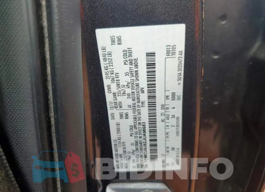 1FMCU9J92JUA98683 Photo# 13