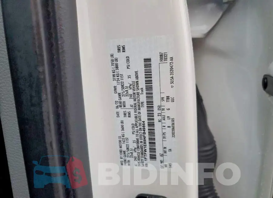 1FTFW1E89NFB49864 Photo# 12