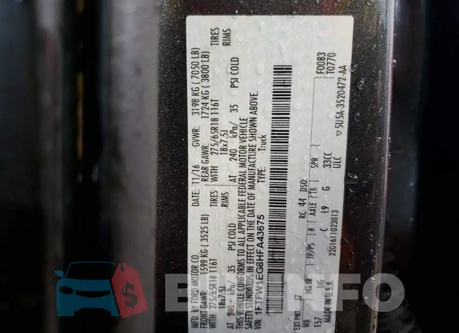1FTFW1EG8HFA43675 Photo# 13
