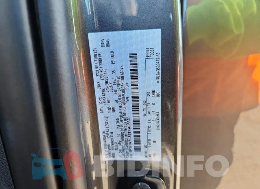 1FTFW5L85TFA08331 Photo# 12