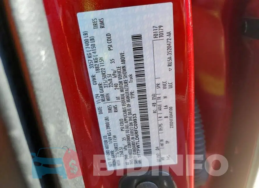 1FTFW7LD6RFC09933 Photo# 13