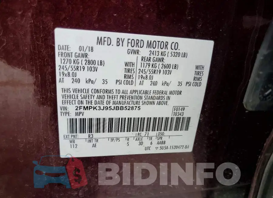2FMPK3J95JBB52875 Photo# 14