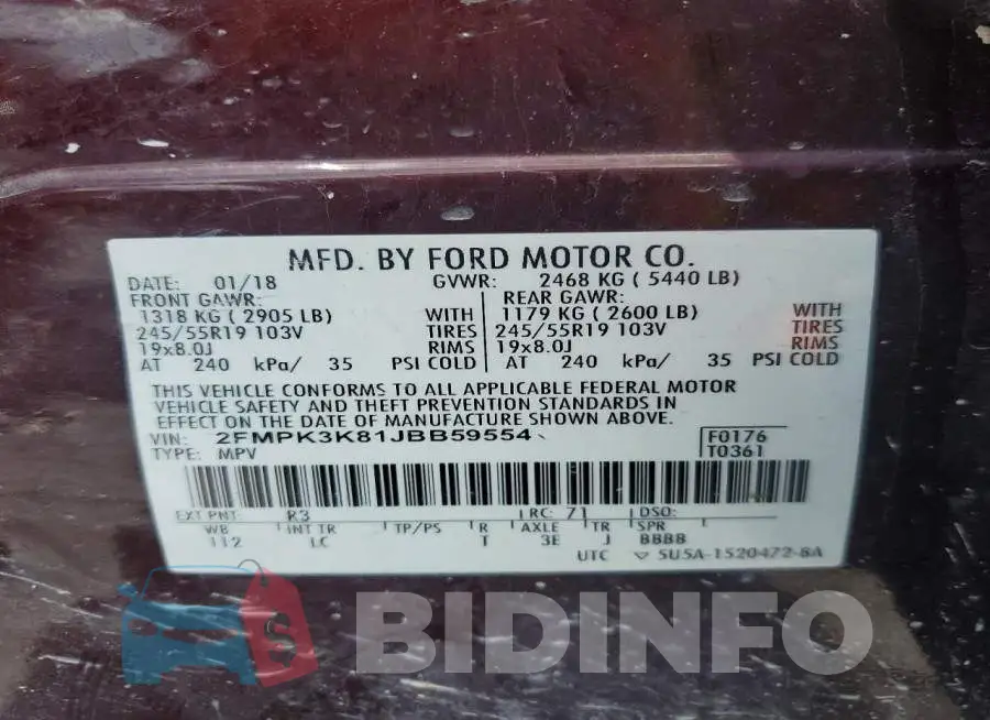 2FMPK3K81JBB59554 Photo# 13