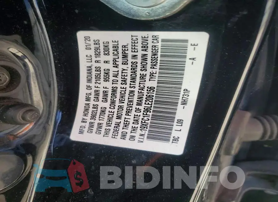 19XFC1F96LE206156 Photo# 12