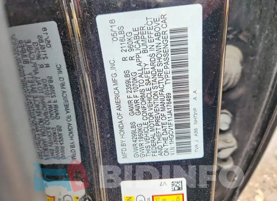 1HGCV1F11JA176489 Photo# 12