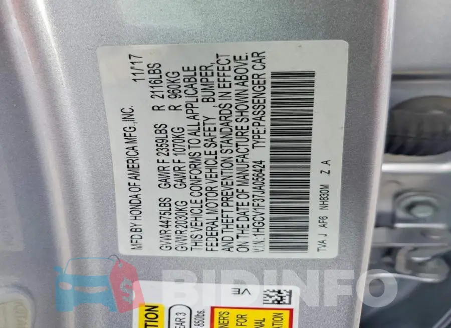 1HGCV1F37JA056424 Photo# 12
