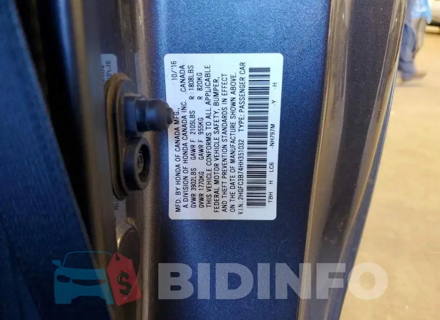 2HGFC3B74HH351032 Photo# 12