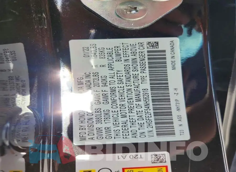2HGFE2F54NH562918 Photo# 12
