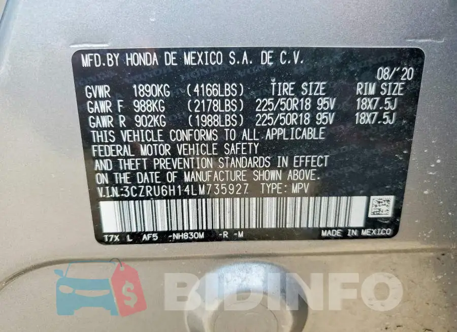 3CZRU6H14LM735927 Photo# 13