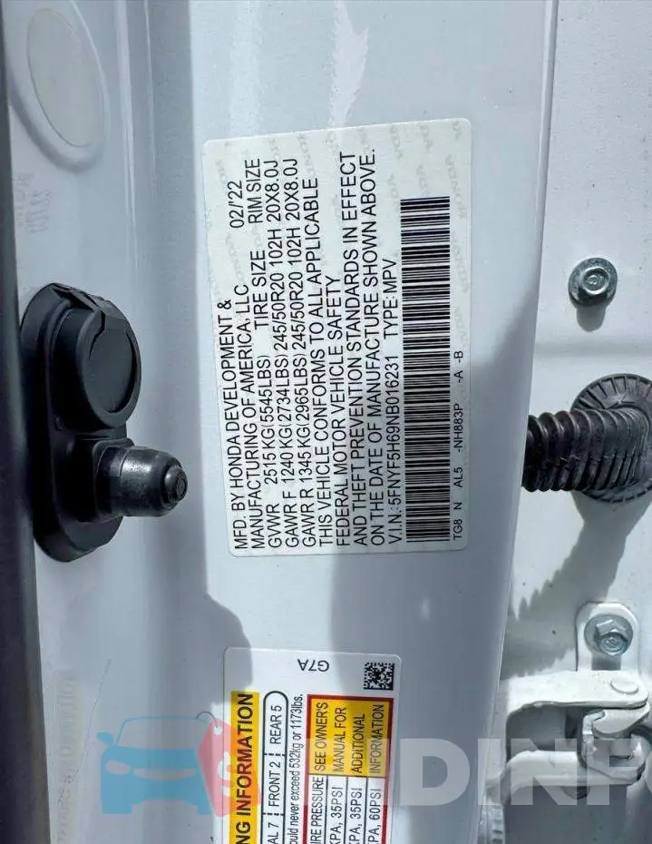 5FNYF5H69NB016231 Photo# 10