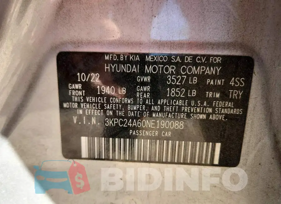 3KPC24A60NE190088 Photo# 12