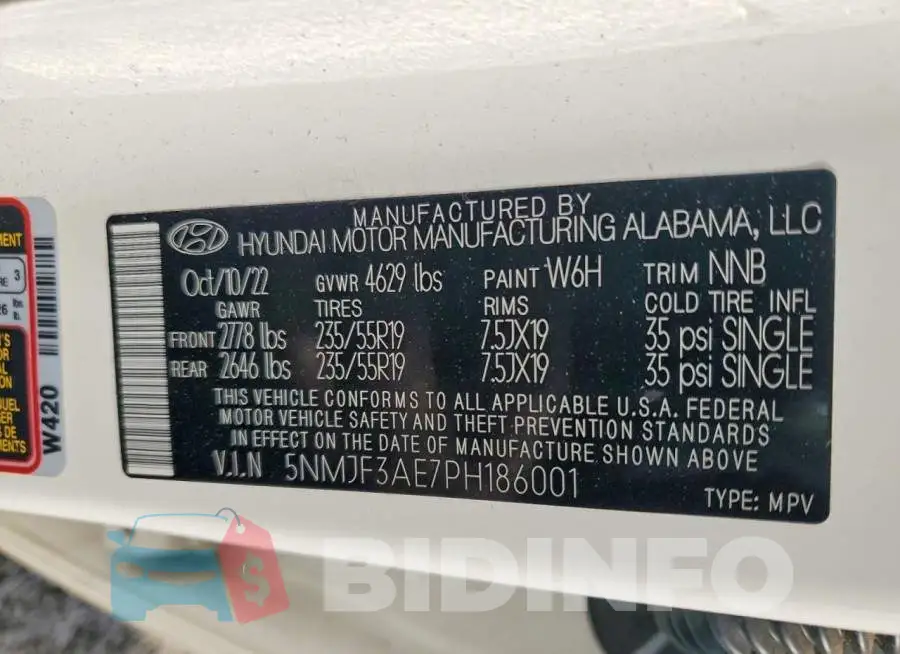 5NMJF3AE7PH186001 Photo# 12