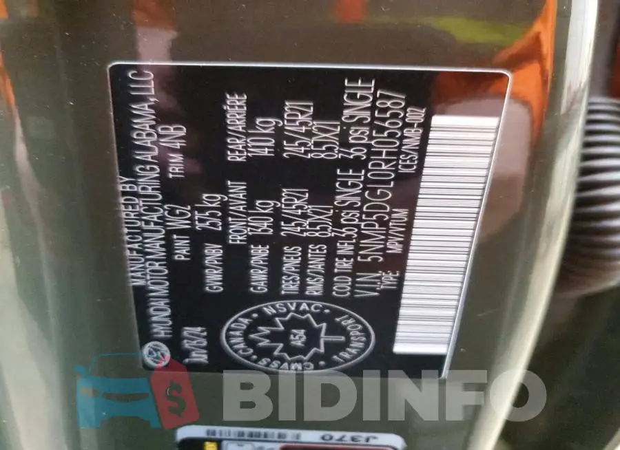 5NMP5DGL0RH056587 Photo# 14