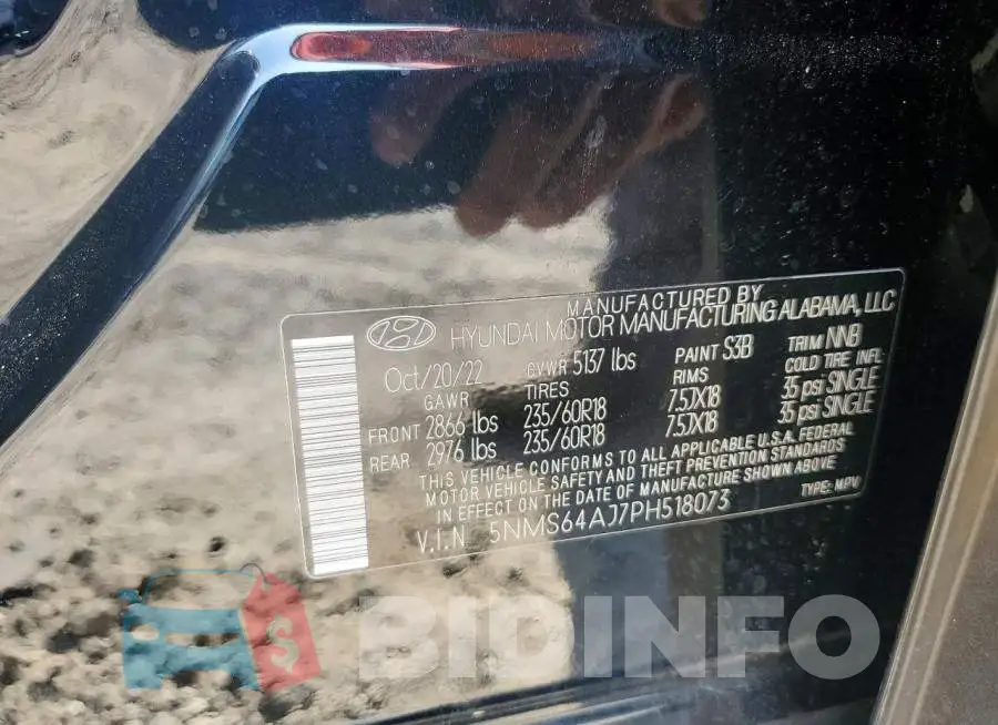 5NMS64AJ7PH518073 Photo# 13