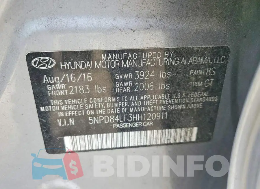 5NPD84LF3HH120911 Photo# 12
