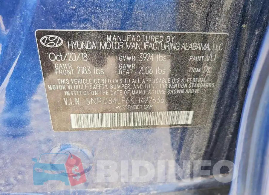 5NPD84LF6KH422636 Photo# 12