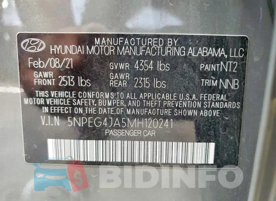 5NPEG4JA5MH120241 Photo# 12