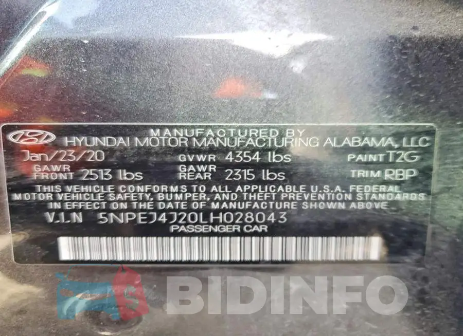 5NPEJ4J20LH028043 Photo# 12