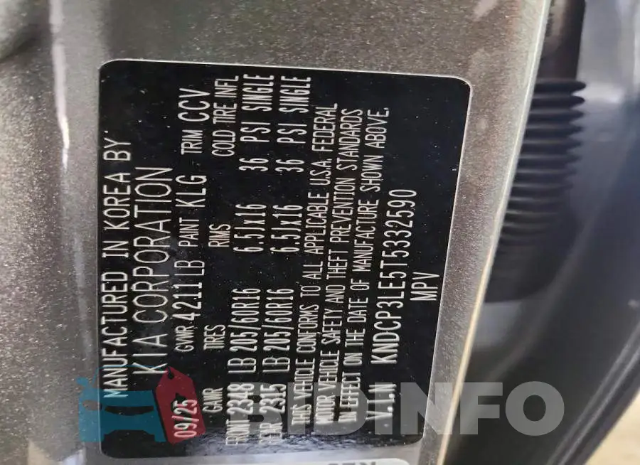 KNDCP3LE5T5332590 Photo# 13