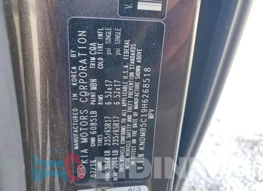 KNDMB5C19H6268518 Photo# 13
