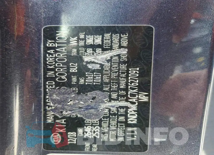 KNDPMCAC7K7627091 Photo# 14