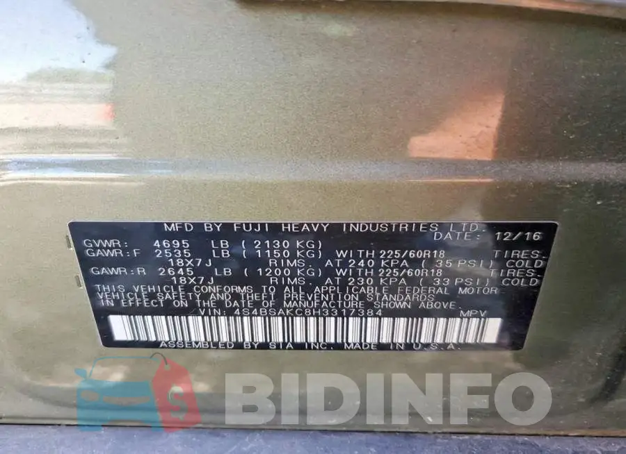 4S4BSAKC8H3317384 Photo# 13