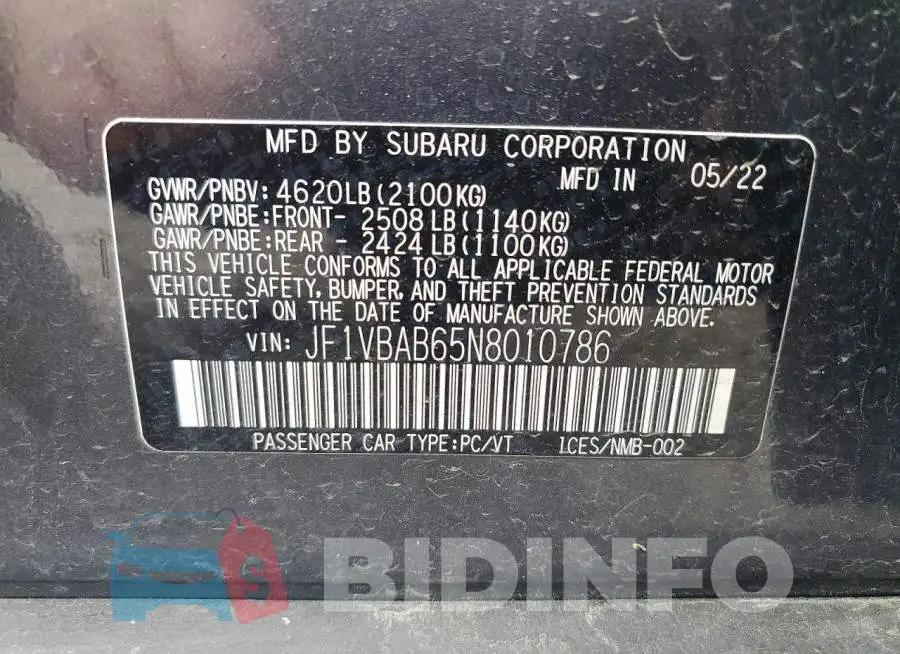 JF1VBAB65N8010786 Photo# 12