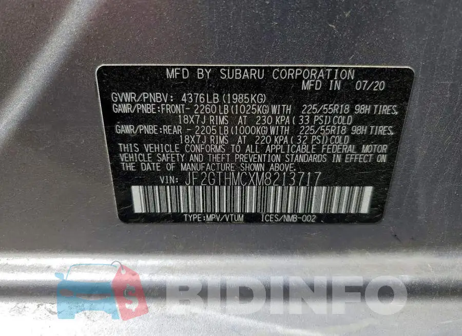 JF2GTHMCXM8213717 Photo# 13