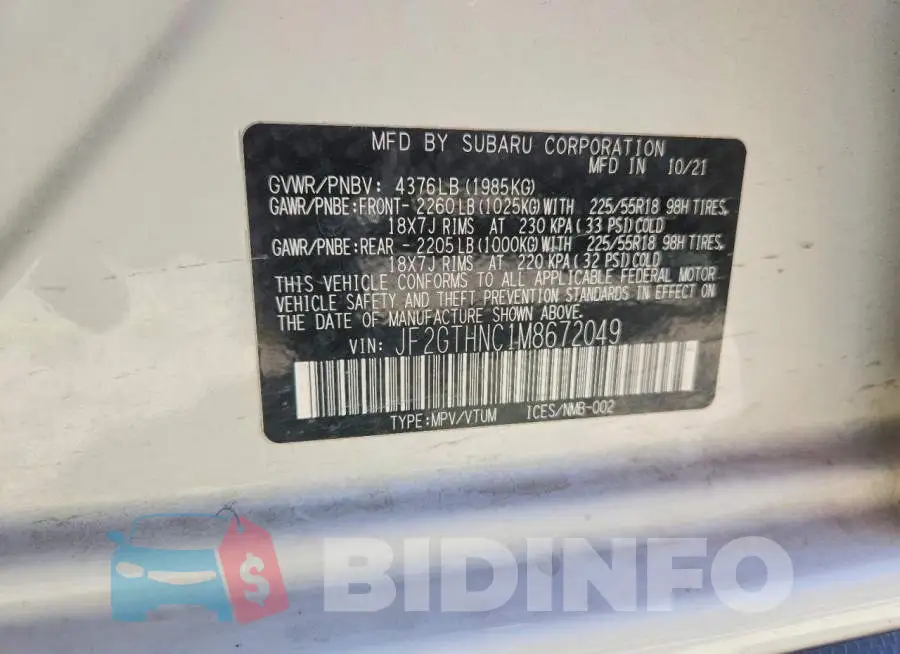 JF2GTHNC1M8672049 Photo# 12