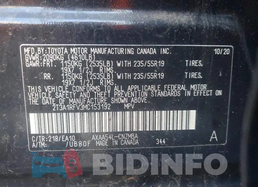 2T3A1RFV3MC153192 Photo# 14